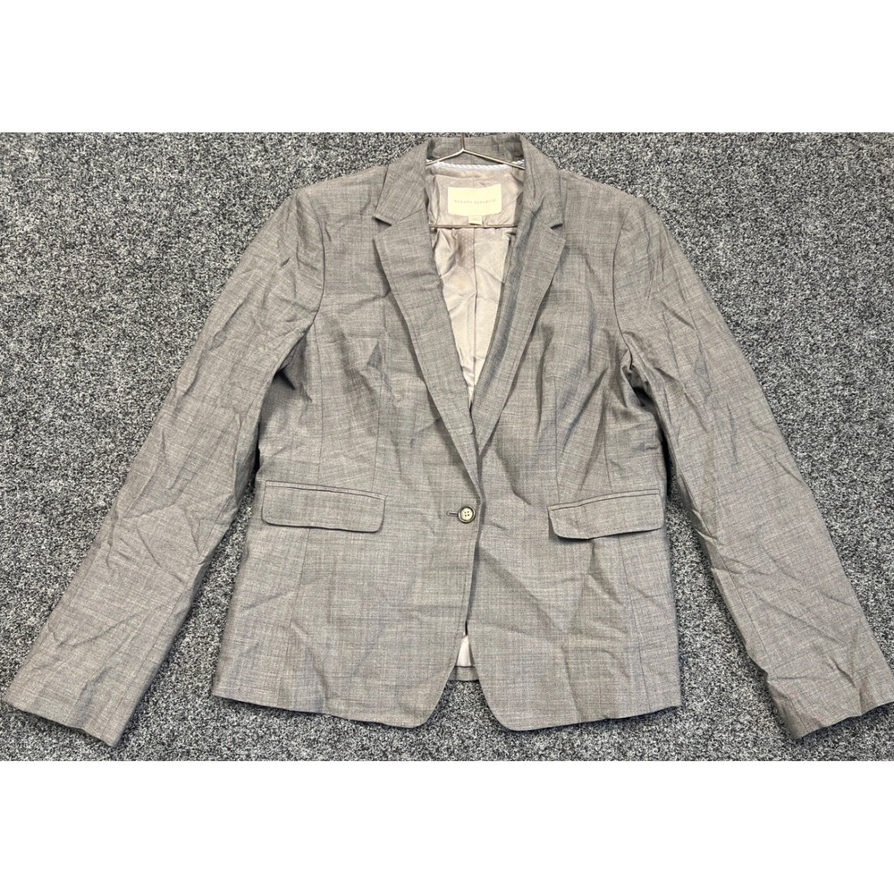 Banana Republic Blazer Womens 16 Gray Wool Stretch Single Button Professional